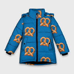 Куртка зимняя для девочки Любитель крендельков, цвет: 3D-черный