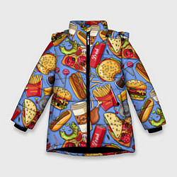 Куртка зимняя для девочки Fastfood Life, цвет: 3D-черный