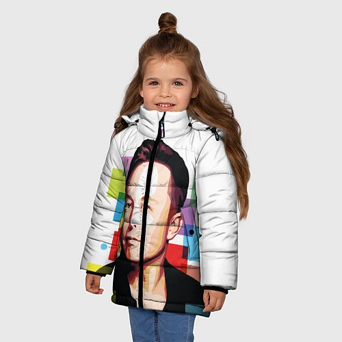 Зимняя куртка для девочки Илон Маск / 3D-Светло-серый – фото 3