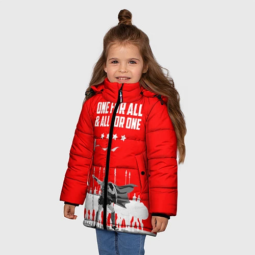 Зимняя куртка для девочки One for all & all for one / 3D-Светло-серый – фото 3