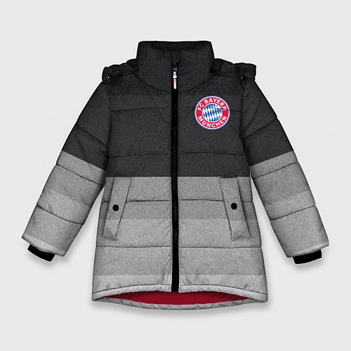 Зимняя куртка для девочки ФК Бавария: Серый стиль / 3D-Красный – фото 1