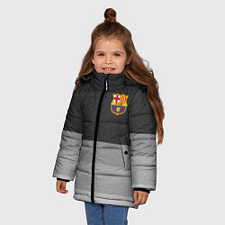Куртка зимняя для девочки ФК Барселона: Серый стиль, цвет: 3D-черный — фото 2