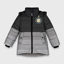 Куртка зимняя для девочки ФК Интер: Серый стиль, цвет: 3D-светло-серый