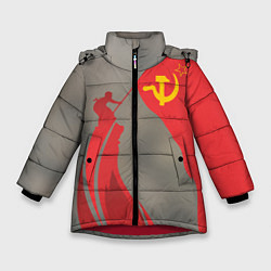 Куртка зимняя для девочки Флаг над Рейхстагом, цвет: 3D-красный
