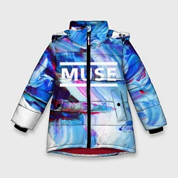 Куртка зимняя для девочки MUSE: Blue Colours, цвет: 3D-красный
