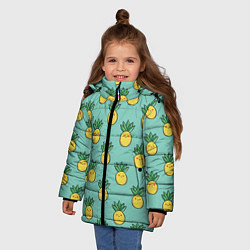 Куртка зимняя для девочки Веселые ананасы, цвет: 3D-черный — фото 2
