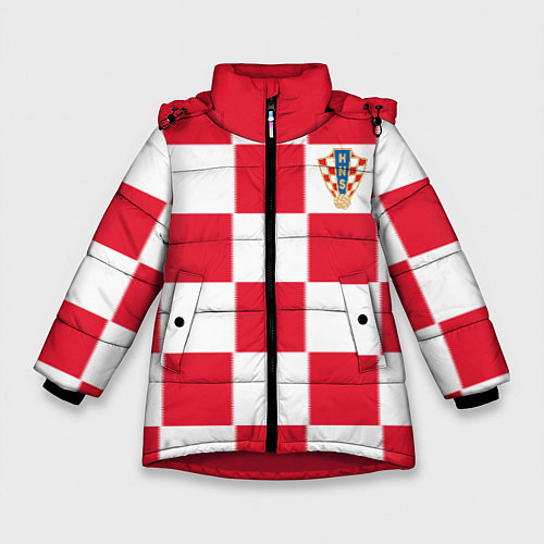 Зимняя куртка для девочки Сборная Хорватии: Домашняя ЧМ-2018 / 3D-Красный – фото 1