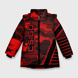 Куртка зимняя для девочки CS:GO Red Camo, цвет: 3D-черный