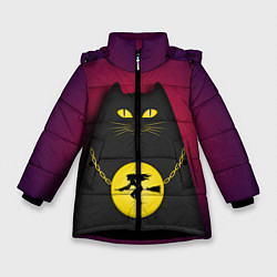 Куртка зимняя для девочки Кот Бегемот, цвет: 3D-черный