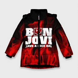 Куртка зимняя для девочки Bon Jovi: Have a nice day, цвет: 3D-черный