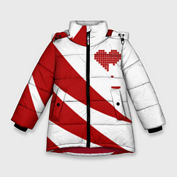 Куртка зимняя для девочки Игра в сердца, цвет: 3D-красный