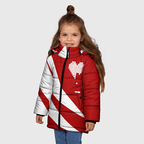 Зимняя куртка для девочки Игра в сердца / 3D-Светло-серый – фото 3