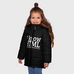 Куртка зимняя для девочки I know HTML, цвет: 3D-черный — фото 2