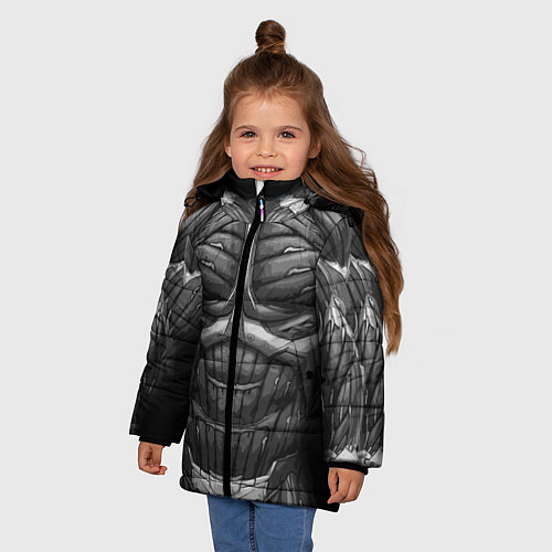 Зимняя куртка для девочки Экзоскелет / 3D-Светло-серый – фото 3