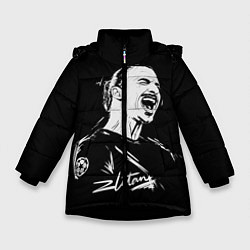 Куртка зимняя для девочки Zlatan Ibrahimovic, цвет: 3D-черный