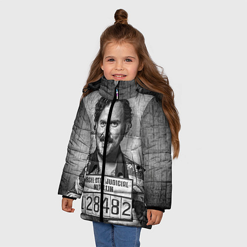 Зимняя куртка для девочки Пабло Эскобар / 3D-Светло-серый – фото 3
