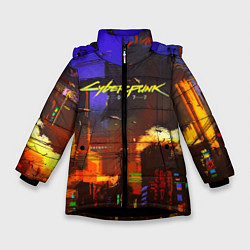 Куртка зимняя для девочки Cyberpunk 2077: Night City, цвет: 3D-черный