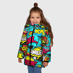 Куртка зимняя для девочки Кислотный поп-арт, цвет: 3D-красный — фото 2