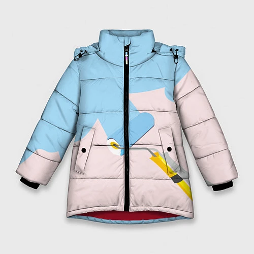 Зимняя куртка для девочки Голубая заливка / 3D-Красный – фото 1