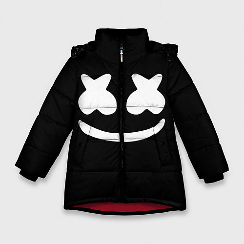 Зимняя куртка для девочки Marshmello: Black Face / 3D-Красный – фото 1