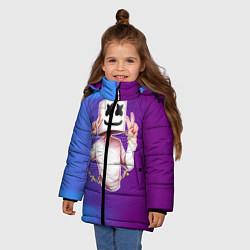Куртка зимняя для девочки Marshmello Peace, цвет: 3D-черный — фото 2