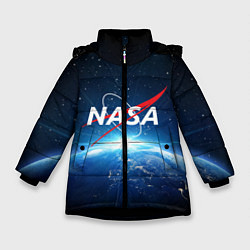 Куртка зимняя для девочки NASA: Sunrise Earth, цвет: 3D-черный