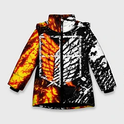Куртка зимняя для девочки АТАКА ТИТАНОВ, цвет: 3D-черный