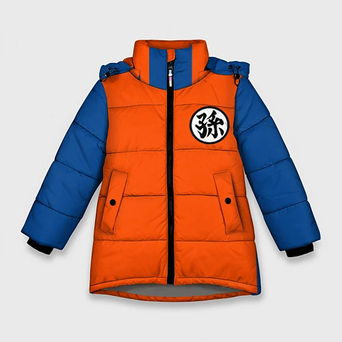 Зимняя куртка для девочки DBZ: Goku Kanji Emblem / 3D-Светло-серый – фото 1