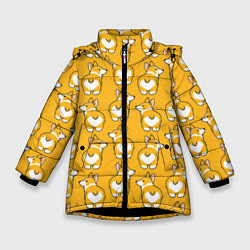 Куртка зимняя для девочки Маленькие Корги, цвет: 3D-черный