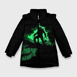 Куртка зимняя для девочки Хищник в лесу, цвет: 3D-черный