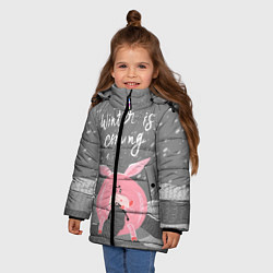 Куртка зимняя для девочки Pig: Winter is Coming, цвет: 3D-черный — фото 2