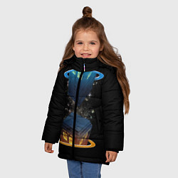 Куртка зимняя для девочки Тардис в Портале, цвет: 3D-красный — фото 2