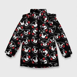 Куртка зимняя для девочки Kumamon Faces, цвет: 3D-черный