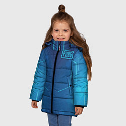 Куртка зимняя для девочки PUBG: Blue Hexagons, цвет: 3D-светло-серый — фото 2