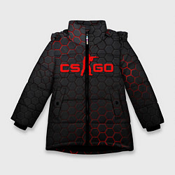 Куртка зимняя для девочки CS:GO Grey Carbon, цвет: 3D-черный