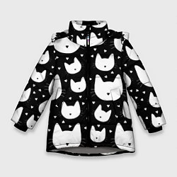 Куртка зимняя для девочки Love Cats Pattern, цвет: 3D-светло-серый