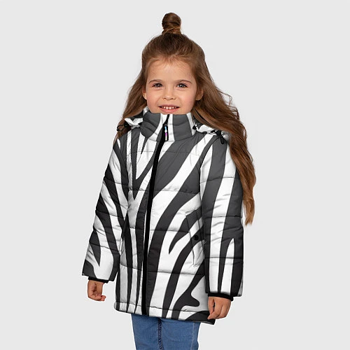 Зимняя куртка для девочки Африканская зебра / 3D-Светло-серый – фото 3