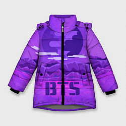 Куртка зимняя для девочки BTS: Violet Mountains, цвет: 3D-светло-серый