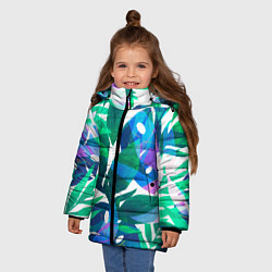 Куртка зимняя для девочки Зеленые тропики, цвет: 3D-черный — фото 2