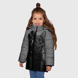 Куртка зимняя для девочки Черный котик, цвет: 3D-черный — фото 2