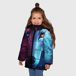 Куртка зимняя для девочки Волчий взгляд, цвет: 3D-красный — фото 2