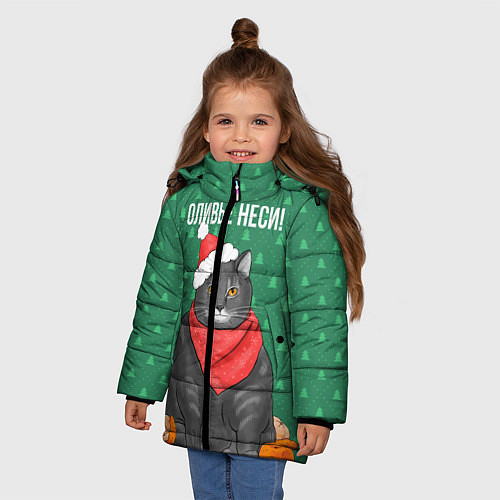 Зимняя куртка для девочки Оливье неси / 3D-Светло-серый – фото 3