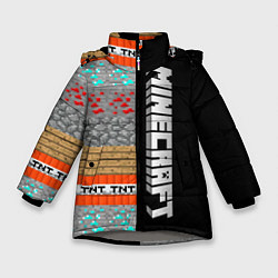 Куртка зимняя для девочки Minecraft Blocks, цвет: 3D-светло-серый
