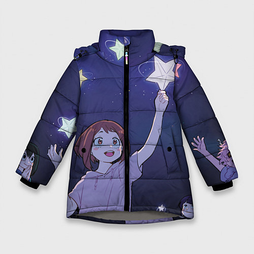 Зимняя куртка для девочки Звезда / 3D-Светло-серый – фото 1