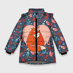 Куртка зимняя для девочки Влюбленные лисички, цвет: 3D-светло-серый
