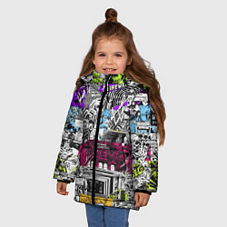 Куртка зимняя для девочки Watch Dogs: Pattern, цвет: 3D-красный — фото 2