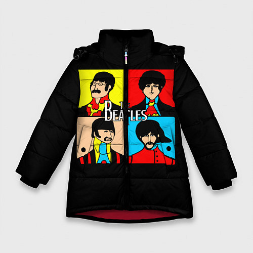 Зимняя куртка для девочки The Beatles: Pop Art / 3D-Красный – фото 1