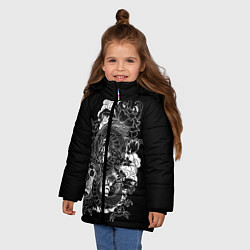 Куртка зимняя для девочки Японский дракон цвета 3D-черный — фото 2