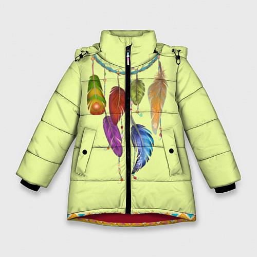 Зимняя куртка для девочки Ловец снов / 3D-Красный – фото 1