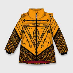 Куртка зимняя для девочки Native American: Yellow Style, цвет: 3D-красный